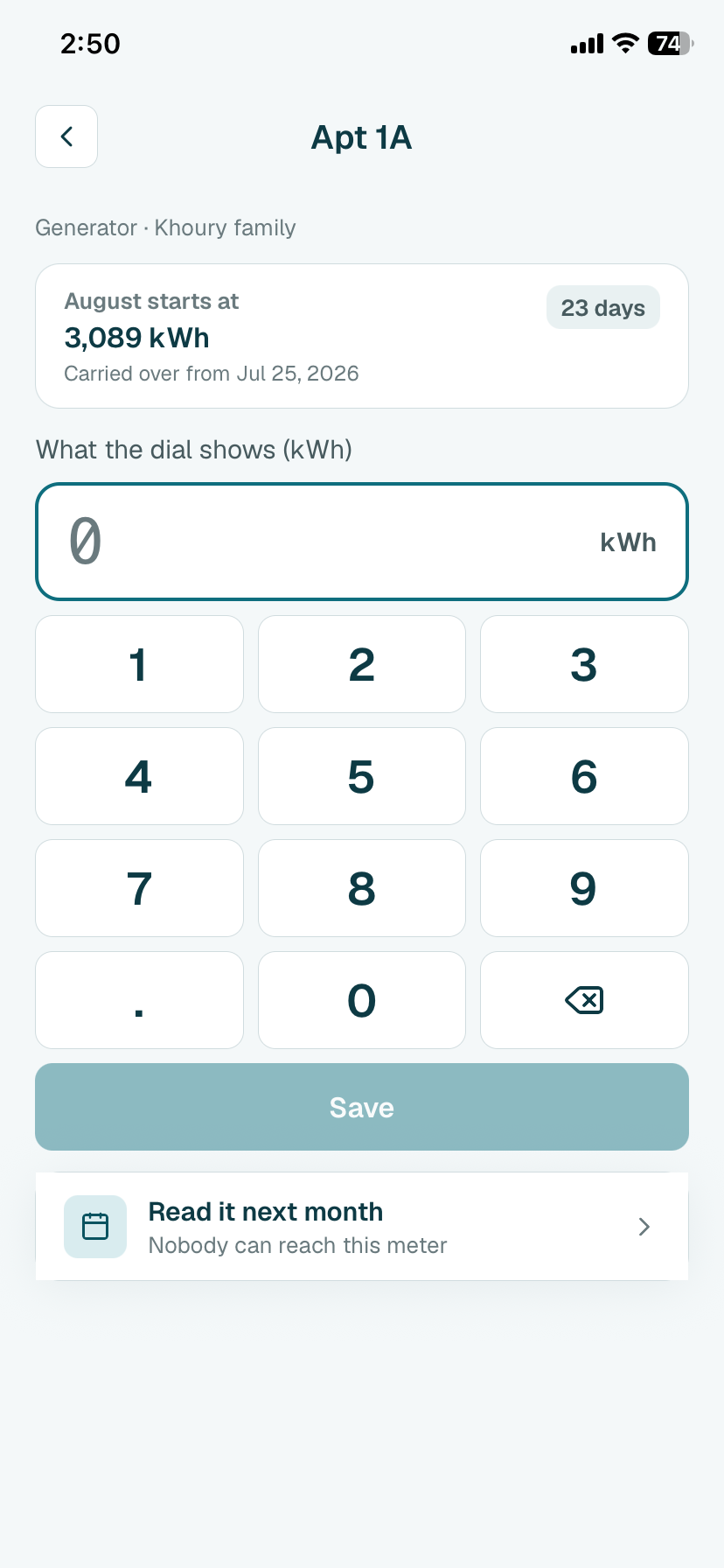 Meter walk screen